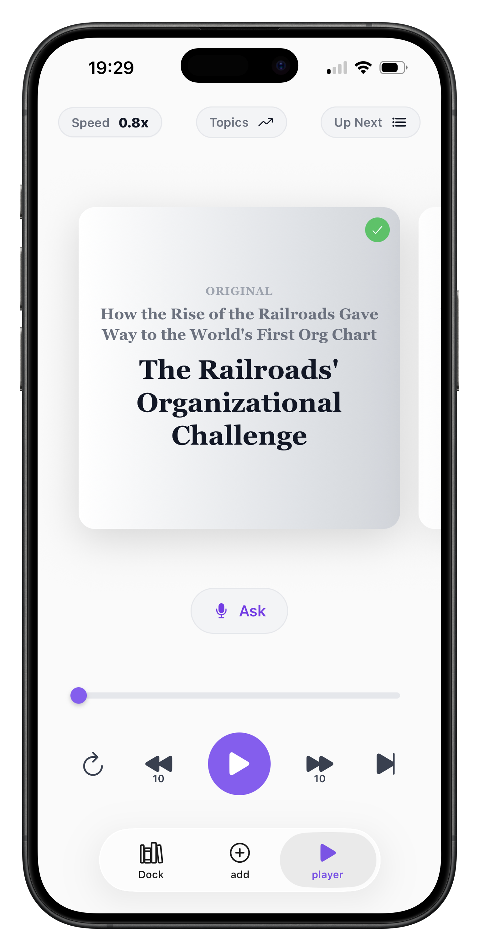 ListenDock iPhone app screen